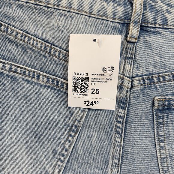 Forever 21 Jean Shorts Women Size 25 Blue Cut-Off Denim High Rise Distress NEW - Picture 9 of 9